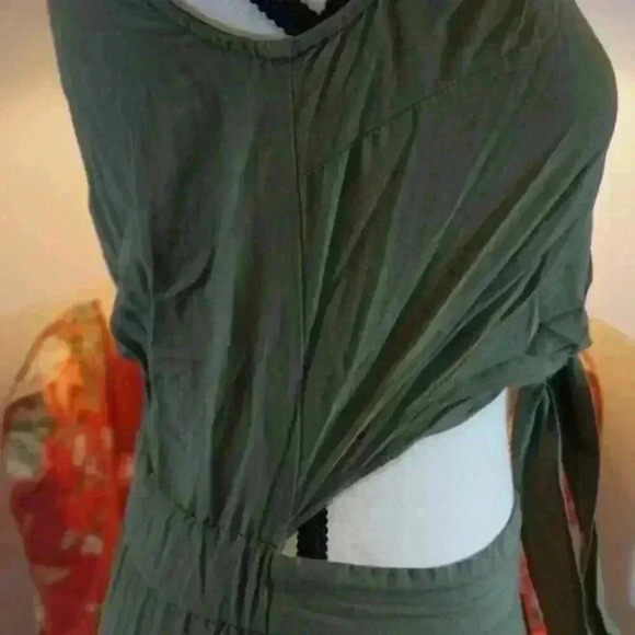 Warehouse Tie-Front Midi Dress in Army Green, Size US 2 (UK 6) - Picture 15 of 16